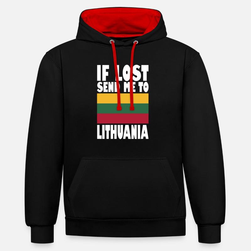 Drapeau de la Lituanie - Sweat à capuche contrasté - noir/rouge