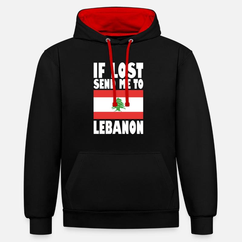 Drapeau du Liban - Sweat à capuche contrasté - noir/rouge