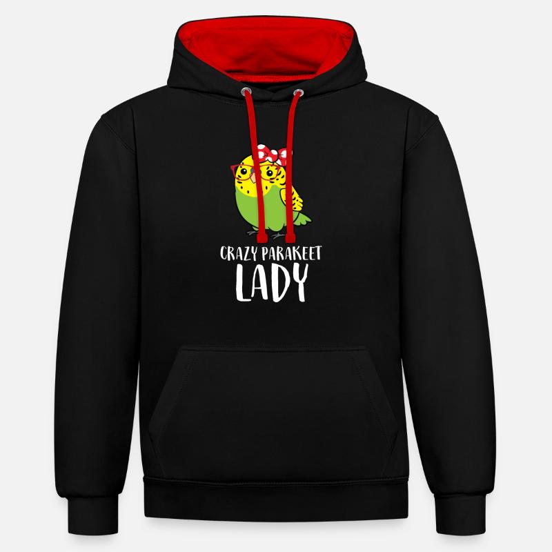 Dame perruche folle - Sweat à capuche contrasté - noir/rouge