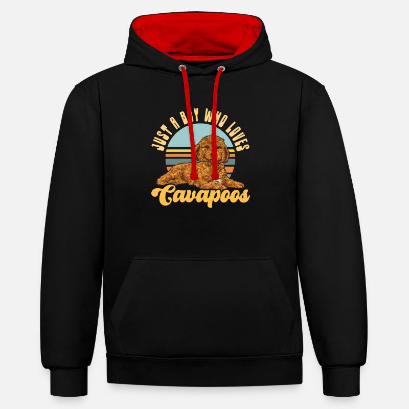 Cavapoo Cavoodle Capoodle Dog - Contrast hoodie - black/red