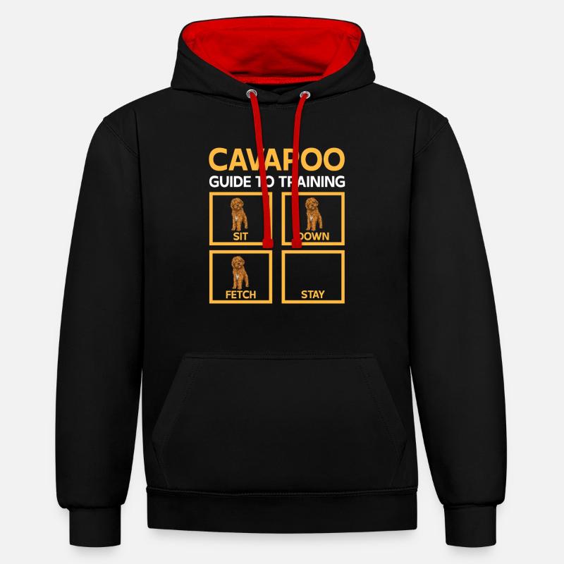 Cavapoo Cavoodle Capoodle Chien - Sweat à capuche contrasté - noir/rouge