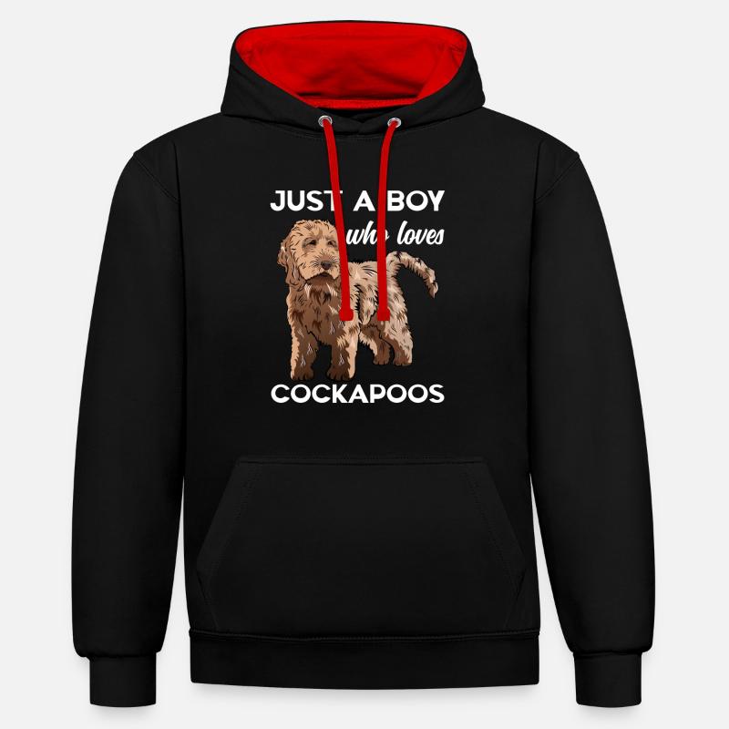 Cockapoo Chien - Sweat à capuche contrasté - noir/rouge
