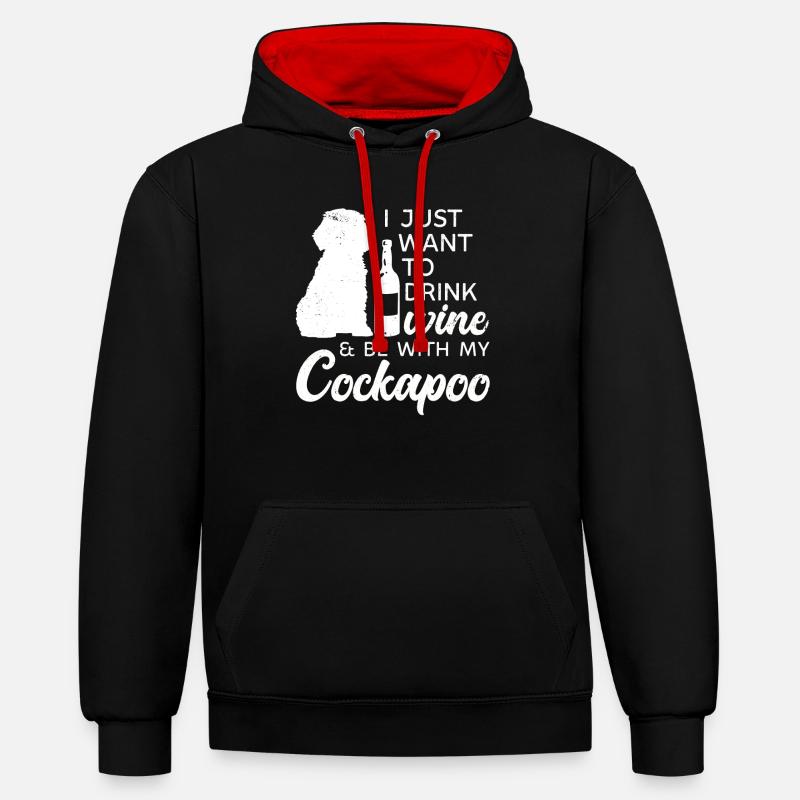 Cockapoo Chien - Sweat à capuche contrasté - noir/rouge