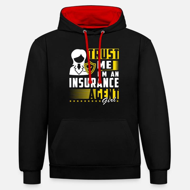 Drôle d’agent d’assurance - Sweat à capuche contrasté - noir/rouge