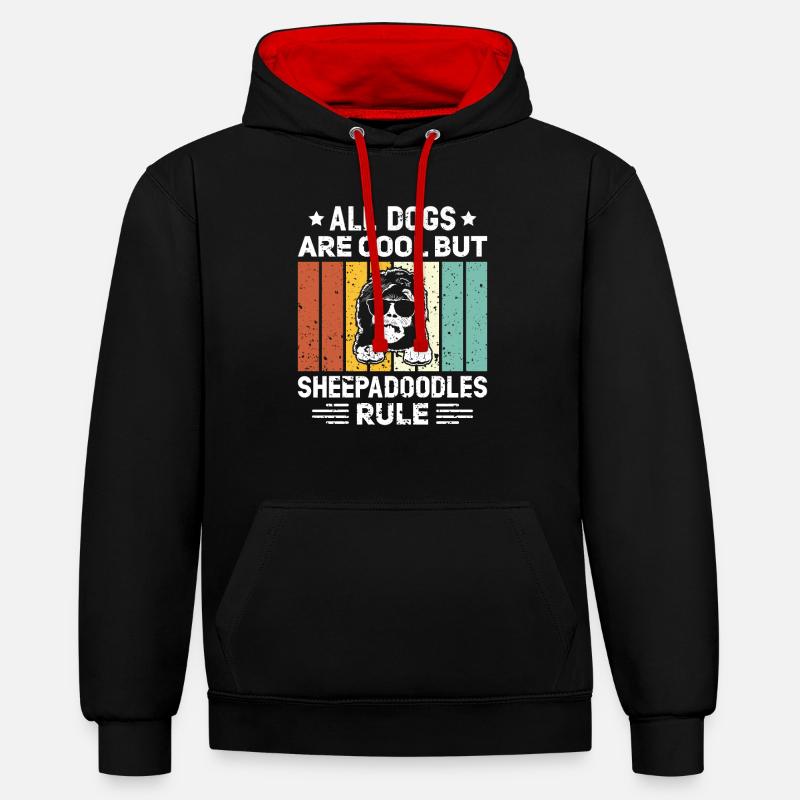 Sheepadoodle Doodle Dog - Sweat à capuche contrasté - noir/rouge
