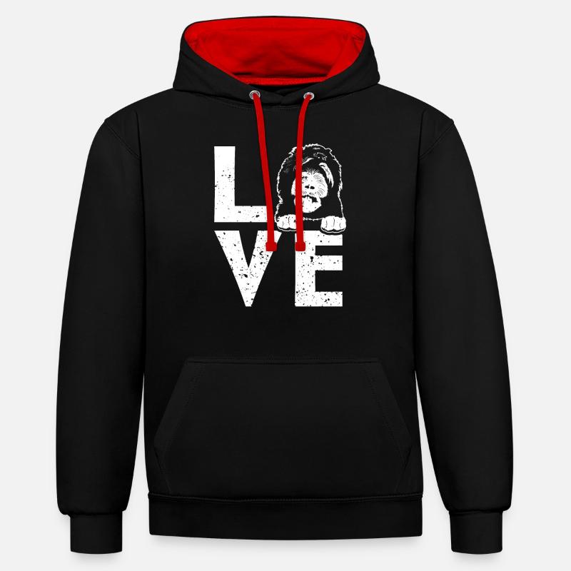 Sheepadoodle Doodle Dog - Sweat à capuche contrasté - noir/rouge