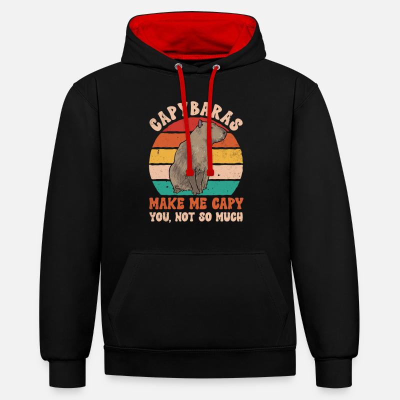 Rongeur Capybara - Sweat à capuche contrasté - noir/rouge