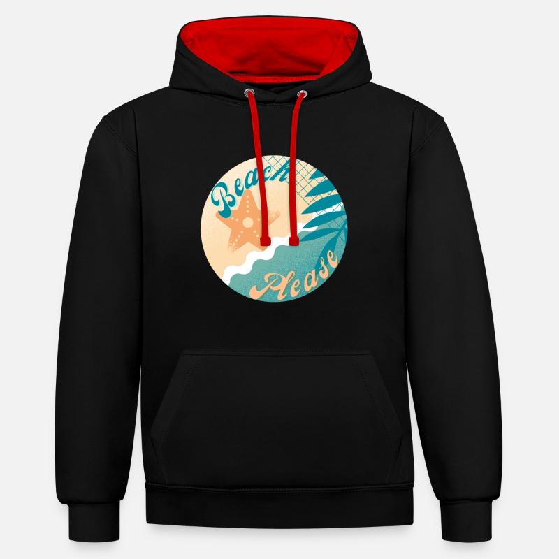 Plage s’il vous plaît - Sweat à capuche contrasté - noir/rouge