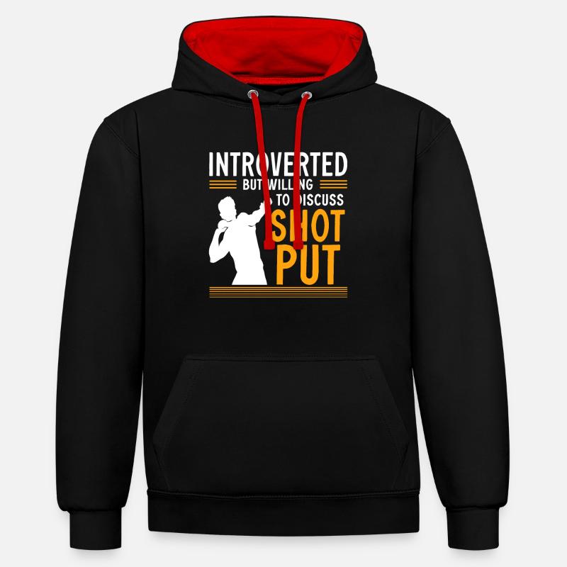 Lancer du poids Athlétisme - Sweat à capuche contrasté - noir/rouge