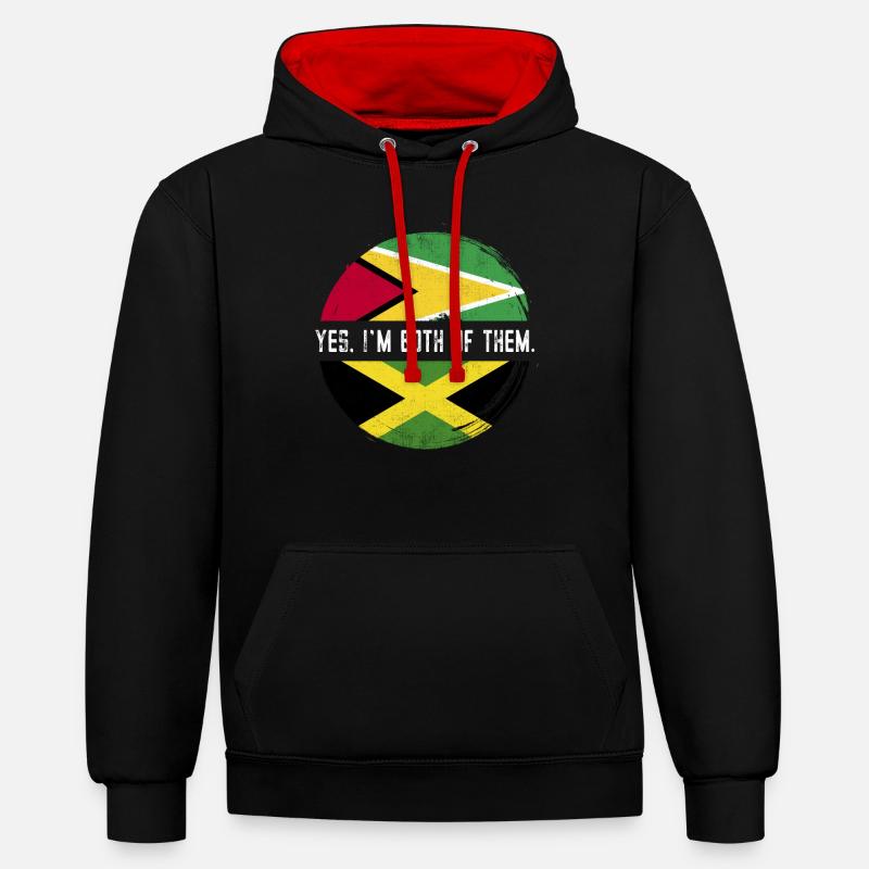 Guyana Drapeau Guyanais Guyana - Sweat à capuche contrasté - noir/rouge