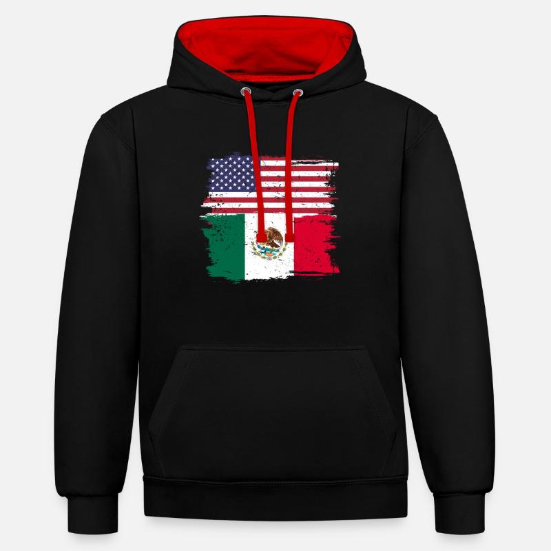 États-Unis Drapeau mexicain - Sweat à capuche contrasté - noir/rouge