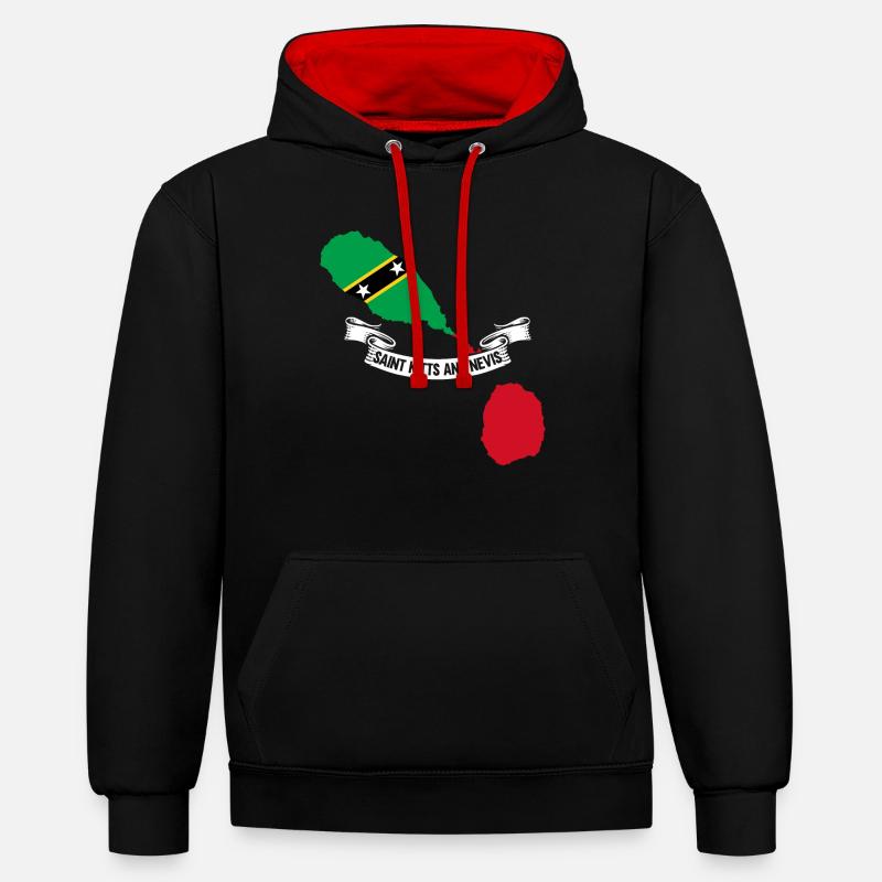 Drapeau de Saint-Kitts-et-Nevis - Sweat à capuche contrasté - noir/rouge