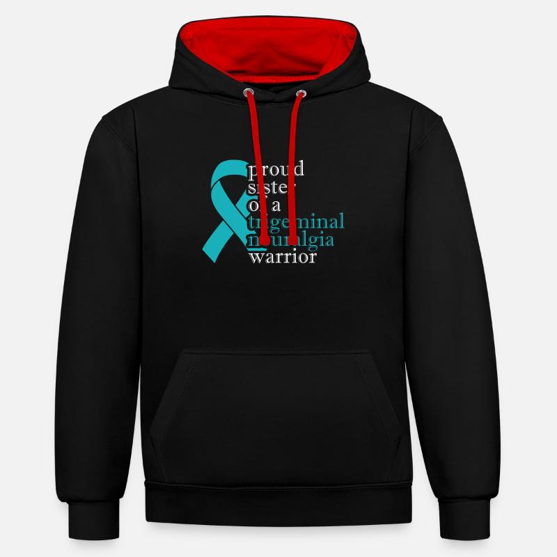 Stolze Schwester Eines - Kontrast-Hoodie - Schwarz/Rot