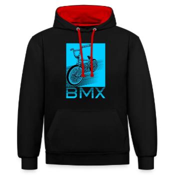 Bmx Shirt Kinder BMX Fahrer Fahrrad Fahren - Kontrast-Hoodie - Schwarz/Rot - Vorne - Anna (173cm) & Nico (186cm)