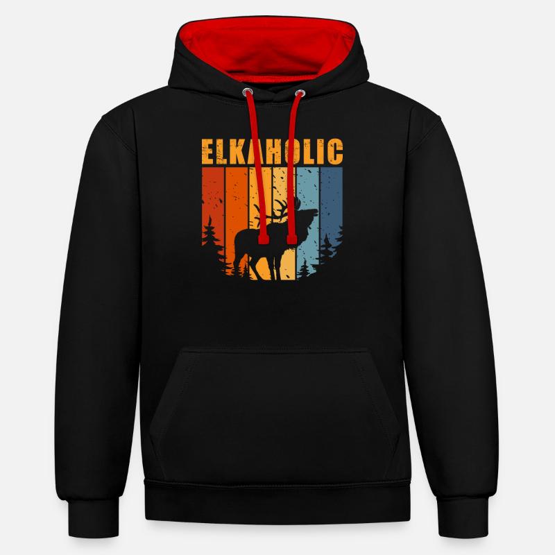 Chasse à l’élan Chasseurs Elkaholic - Sweat à capuche contrasté - noir/rouge