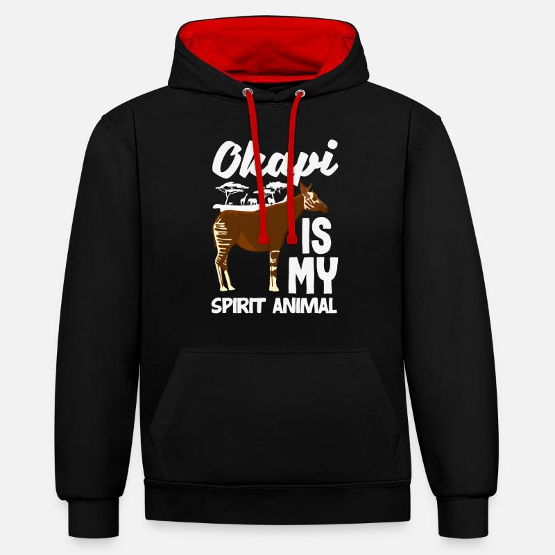 Drôle d’amant d’okapi gardien de zoo - Sweat à capuche contrasté - noir/rouge