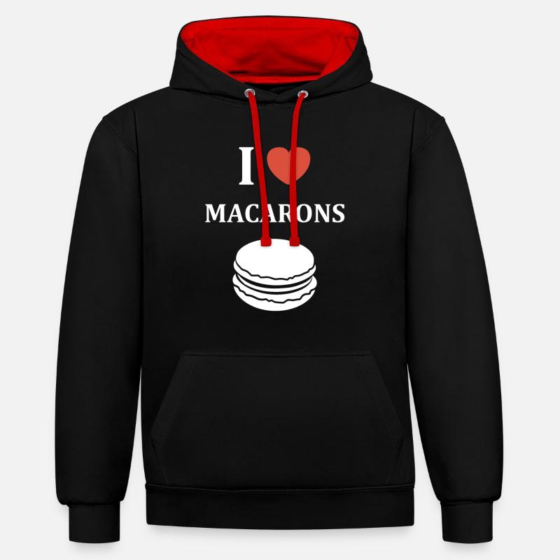 i love macarons - Sweat à capuche contrasté - noir/rouge