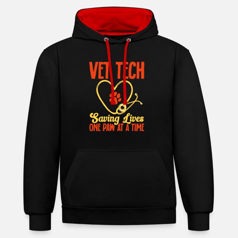 Vet Tech Veterinary Veterinary Technician - Contrast hoodie - black/red