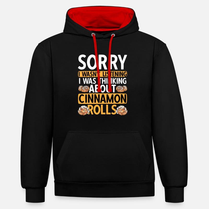 Rouleau à la cannelle - Sweat à capuche contrasté - noir/rouge