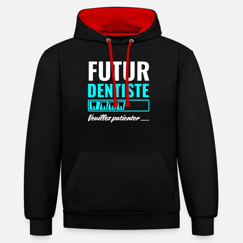 Futur dentiste - Sweat à capuche contrasté - noir/rouge