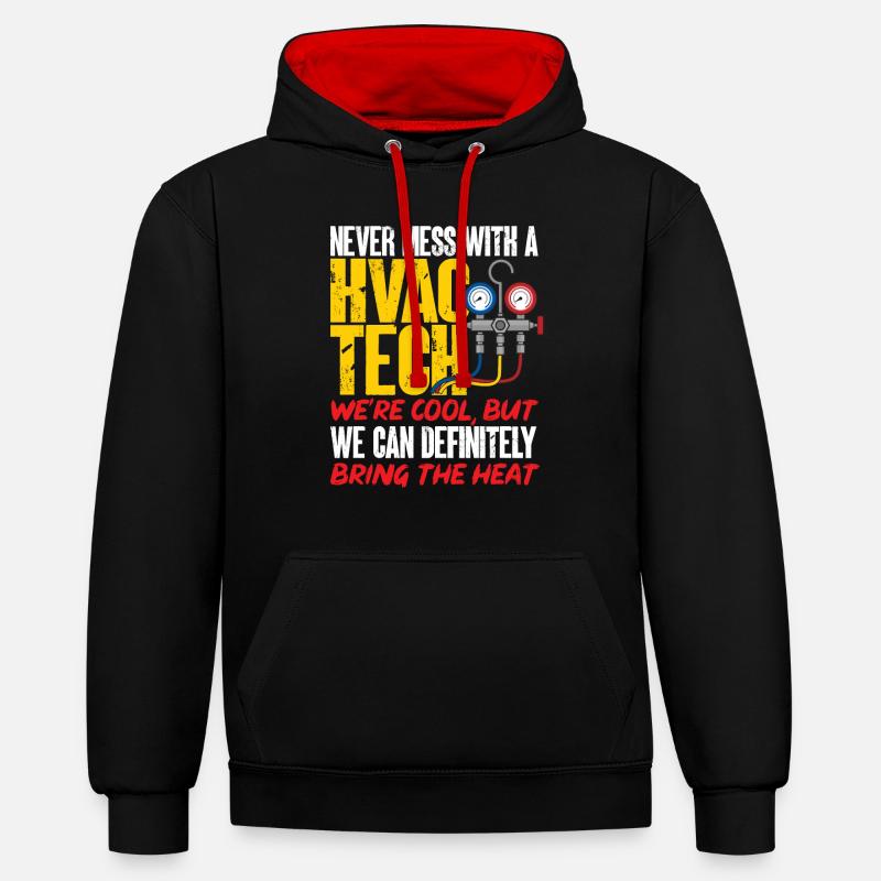Chauffage, Climatisation, Ventilation, Technicien - Sweat à capuche contrasté - noir/rouge