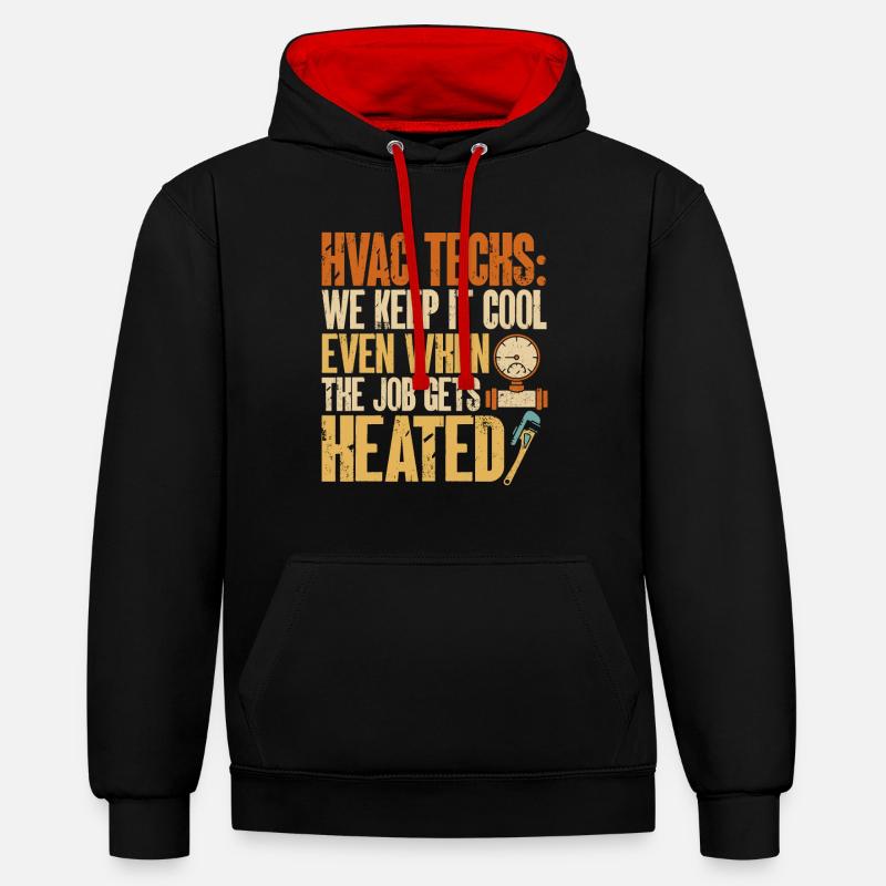 Chauffage, Climatisation, Ventilation, Technicien - Sweat à capuche contrasté - noir/rouge