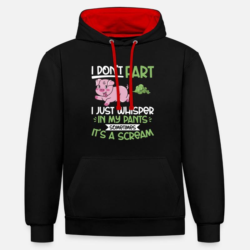 pet pète pète pète - Sweat à capuche contrasté - noir/rouge