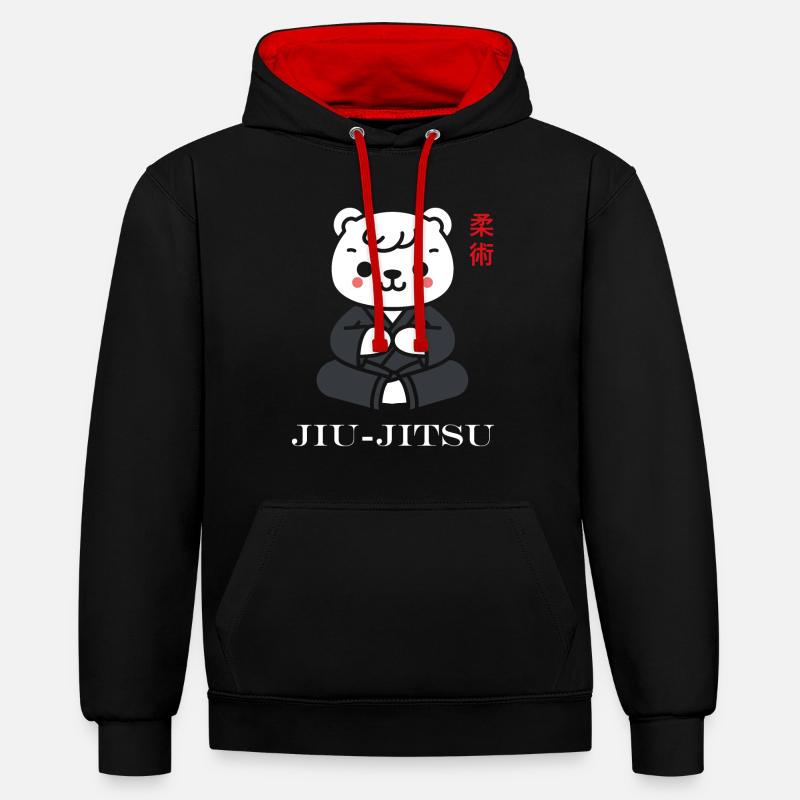 Jiu Jitsu - Sweat à capuche contrasté - noir/rouge