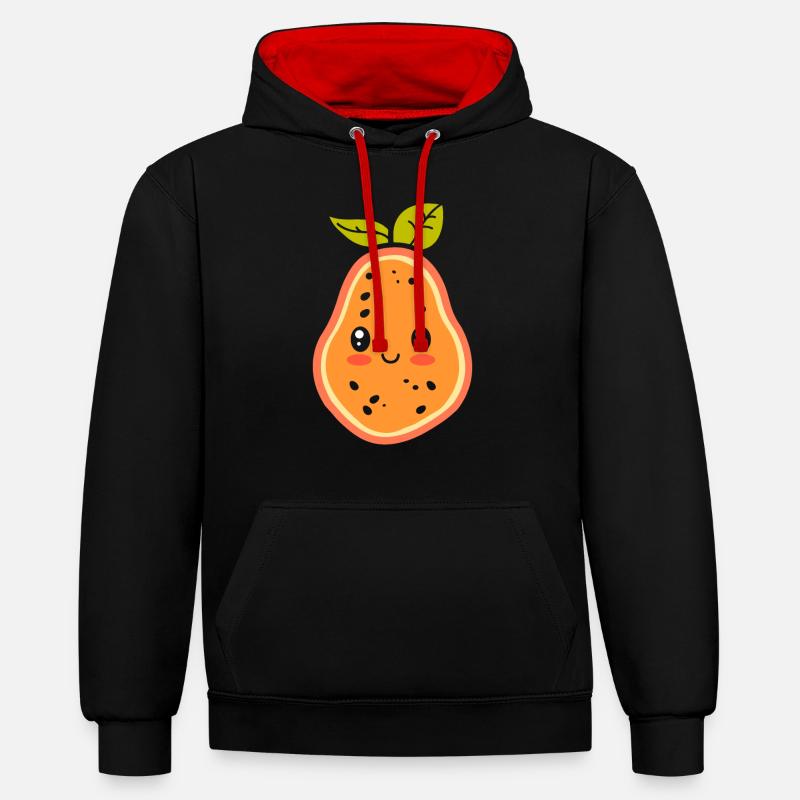 papaya - Sweat à capuche contrasté - noir/rouge