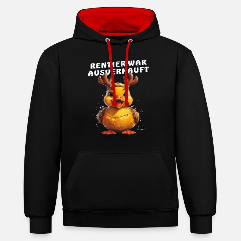 DUCK REINDEER A ÉTÉ VENDU - Sweat à capuche contrasté - noir/rouge