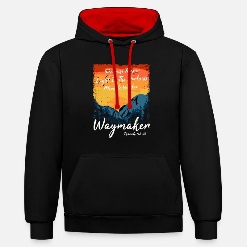 Wegweiser, Versprechenshüter, Wundertäter - Kontrast-Hoodie - Schwarz/Rot