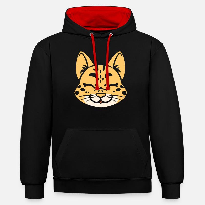 serval - Sweat à capuche contrasté - noir/rouge