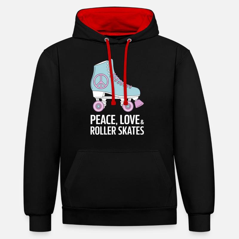 Peace Love Rollers Design - Sweat à capuche contrasté - noir/rouge