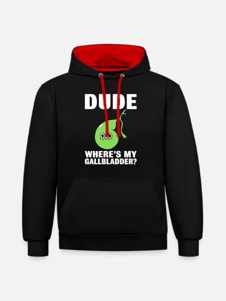 Funny Gallbladder Removal Cholecystectomy - Contrast hoodie - black/red