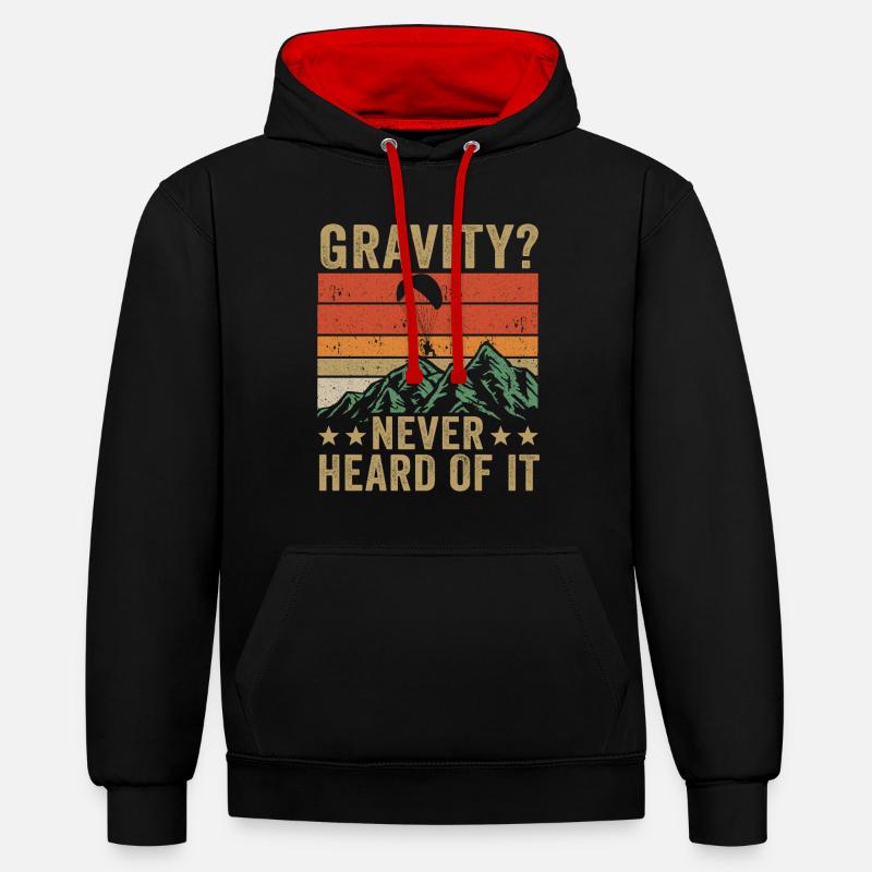 Hilarious Paramotor Gravity Meme - Contrast hoodie - black/red