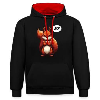Pas d’écureuil Écureuil Amoureux de l’écureuil - Sweat à capuche contrasté - noir/rouge - Devant - Anna (173cm) & Nico (186cm)
