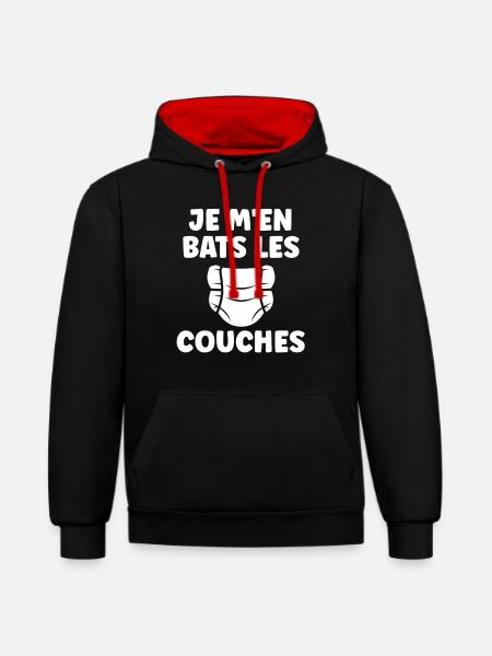 Couches - Sweat à capuche contrasté - noir/rouge