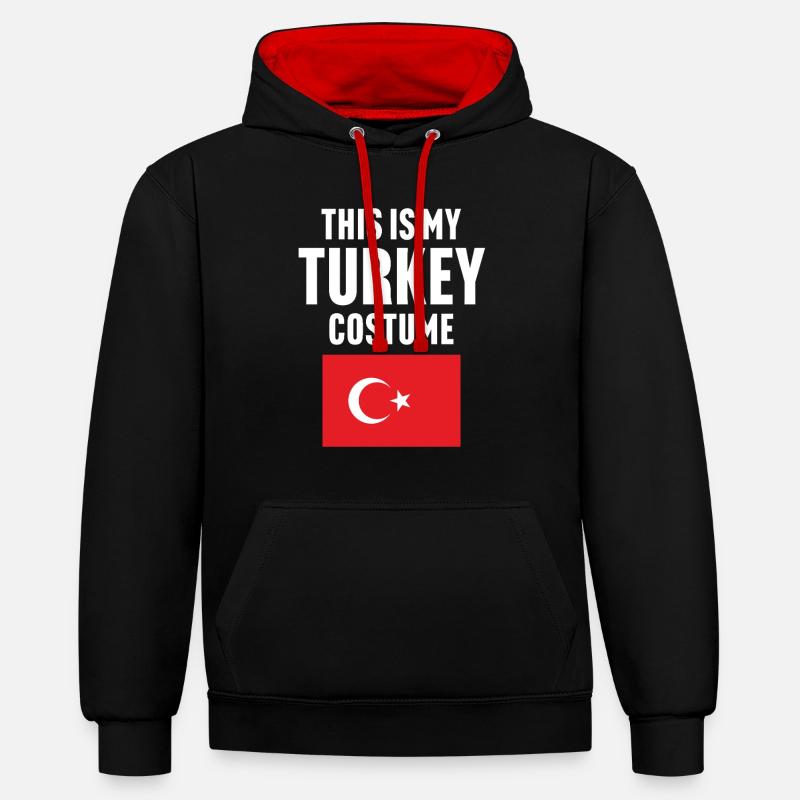 C’est mon costume de dinde - Sweat à capuche contrasté - noir/rouge