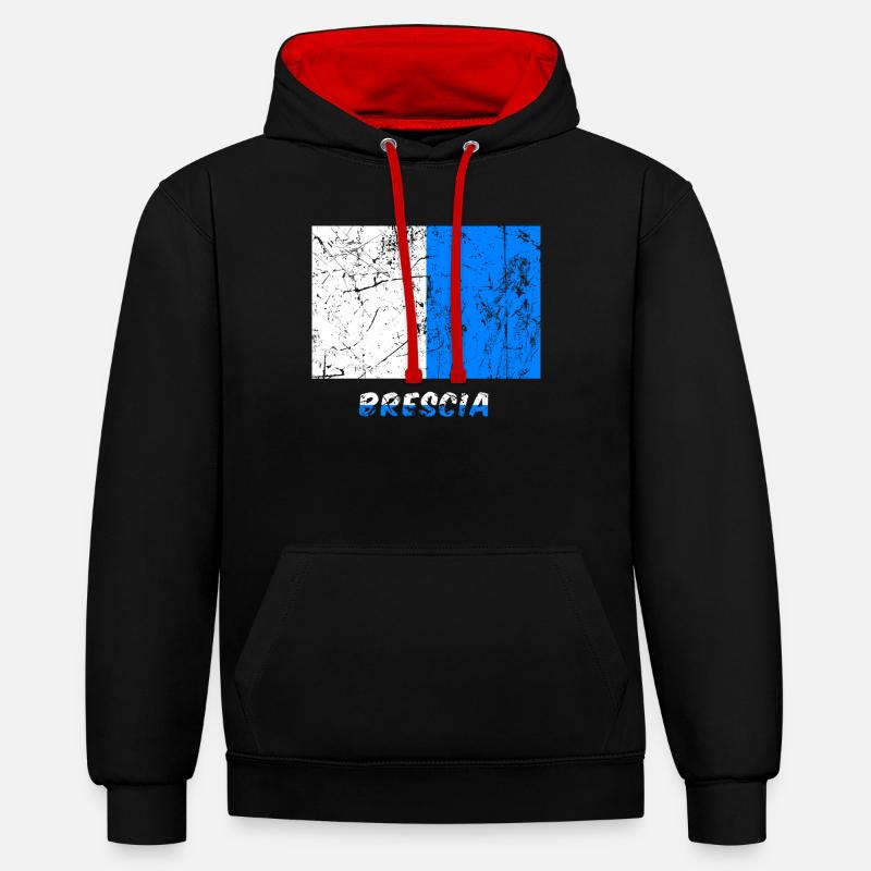 Drapeau Brescia drapeau Fahne drapeau drapeau - Sweat à capuche contrasté - noir/rouge