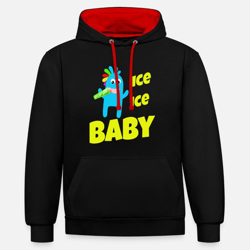 Bébé - Sweat à capuche contrasté - noir/rouge