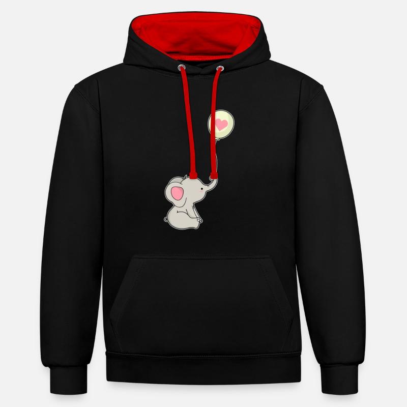 Ballon éléphant - Sweat à capuche contrasté - noir/rouge
