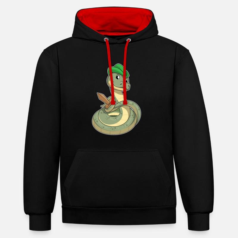 Épée Serpent - Sweat à capuche contrasté - noir/rouge