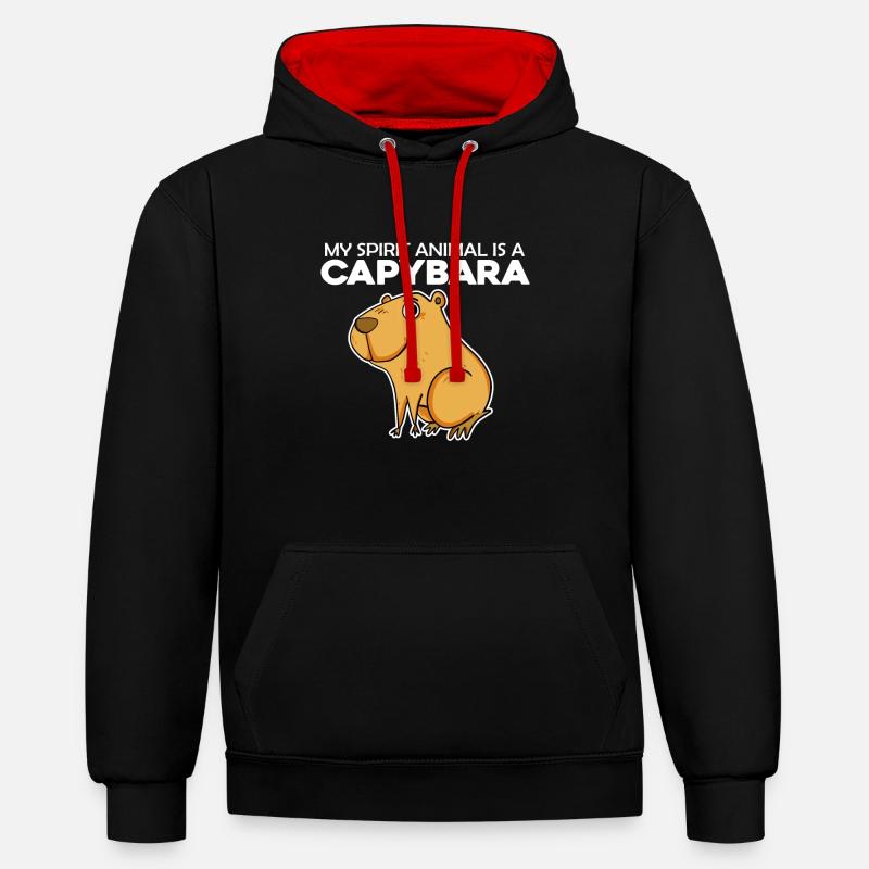 Capybara Wasserschwein - Sweat à capuche contrasté - noir/rouge