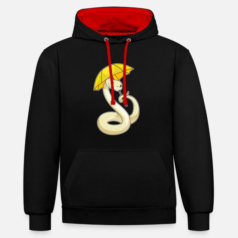 Serpent avec parapluie - Sweat à capuche contrasté - noir/rouge