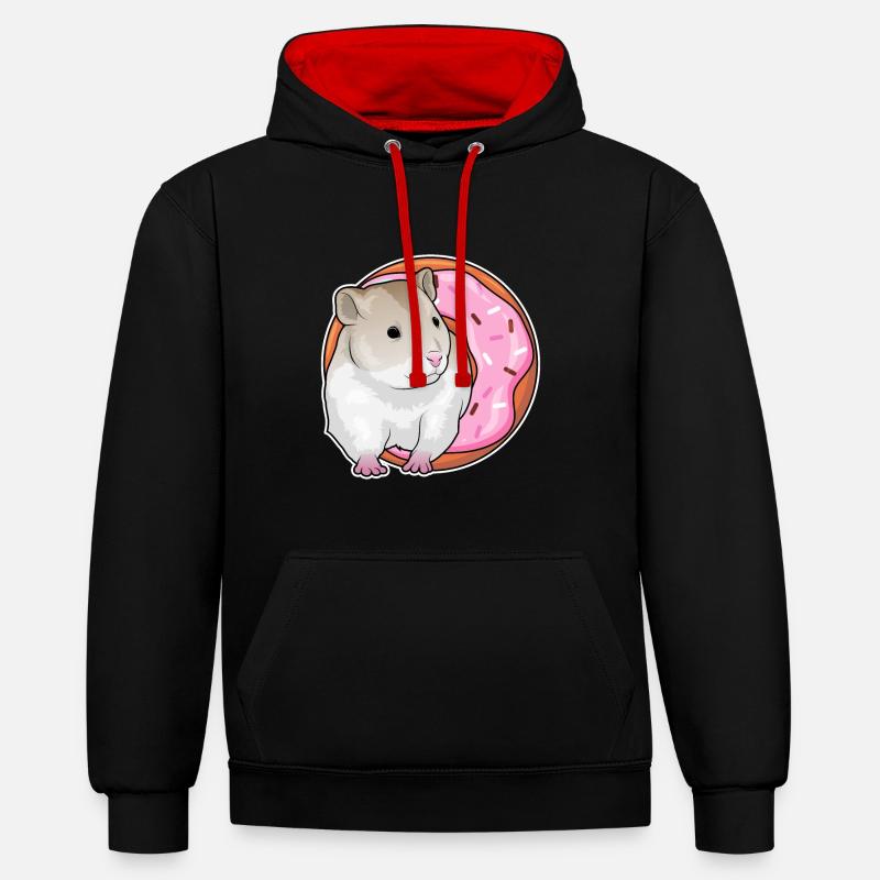 Beignet de hamster - Sweat à capuche contrasté - noir/rouge