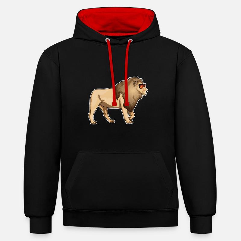 Lunettes de soleil Leo - Sweat à capuche contrasté - noir/rouge