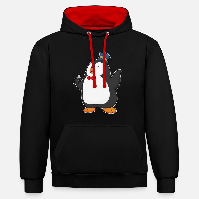 Penguin Singer Microphone - Sweat à capuche contrasté - noir/rouge