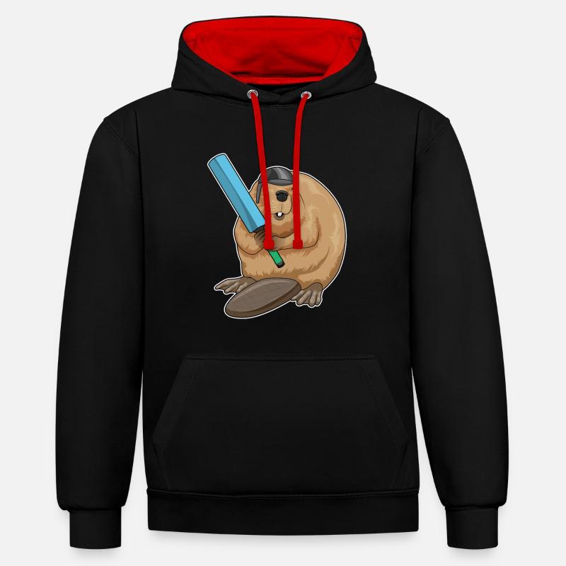 Beaver Cricket Cricket Bat - Sweat à capuche contrasté - noir/rouge