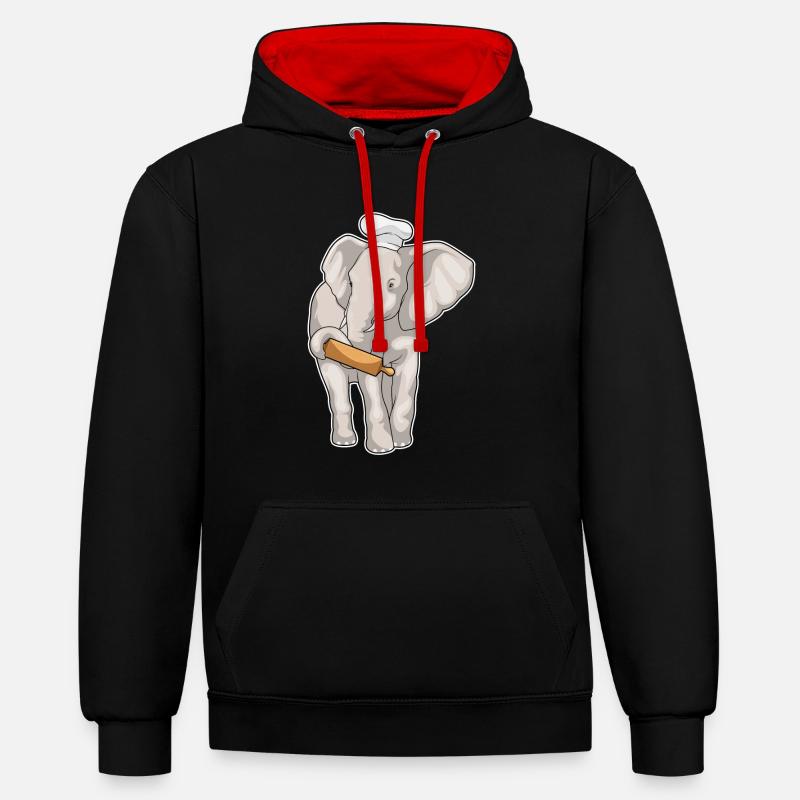 Elephant Baker Pasta Wood - Sweat à capuche contrasté - noir/rouge