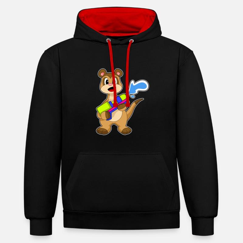 Pistolet à eau suricate - Sweat à capuche contrasté - noir/rouge